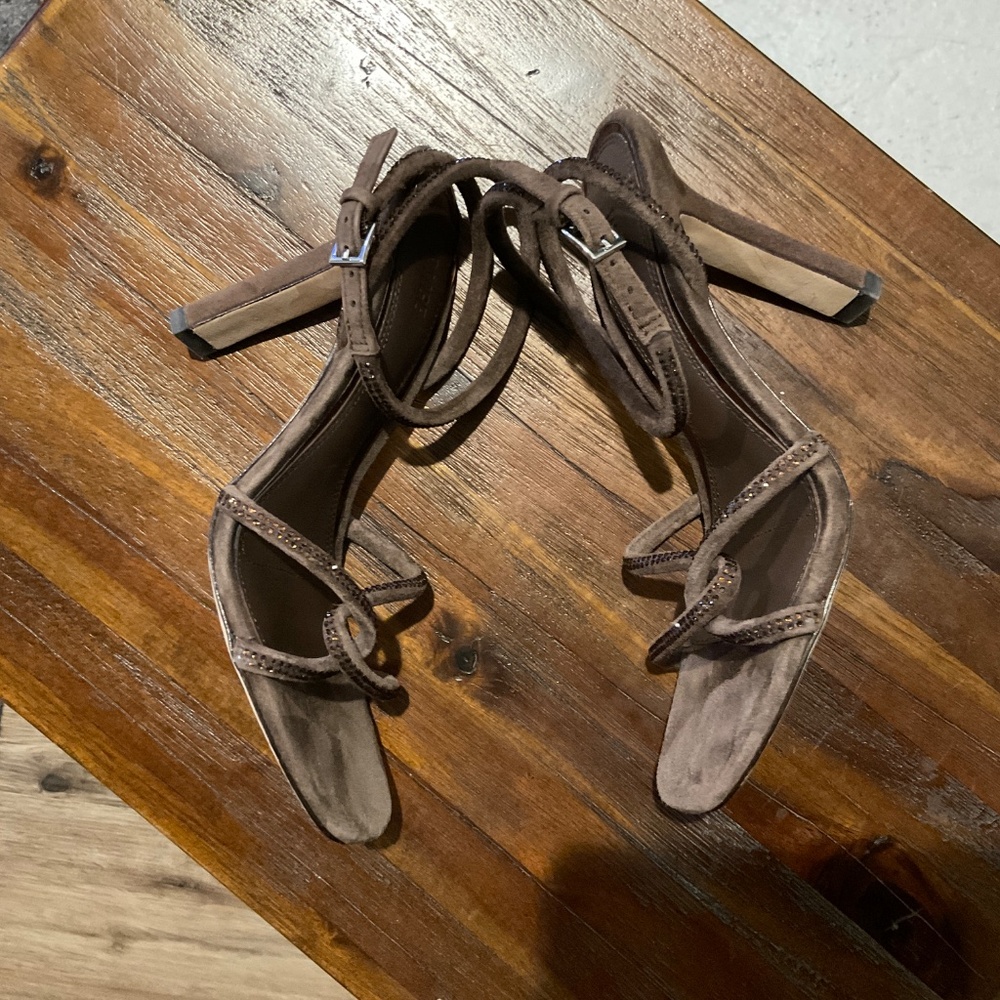 Paige Scottie Ankle Strap Sandal Suede Expresso Brown Size 6.5 - Picture 7 of 9